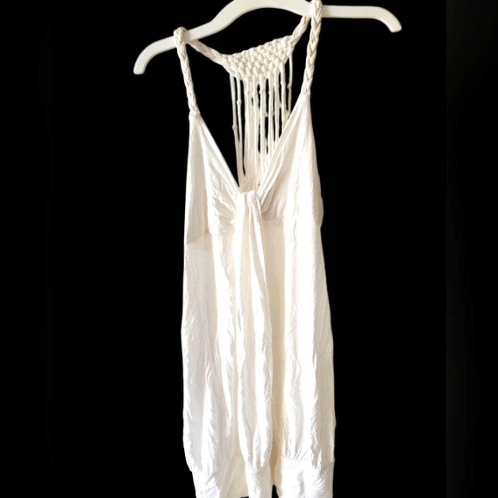 Lush White Tank Top with Braided Straps